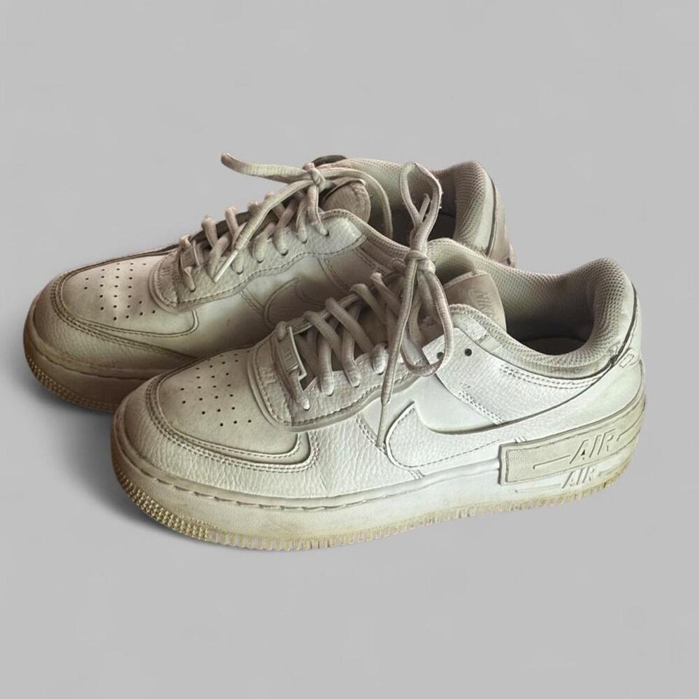 Nike Air Force 1 Shadow Triple White Womens 7.5 Platform Sneakers CI0919-100